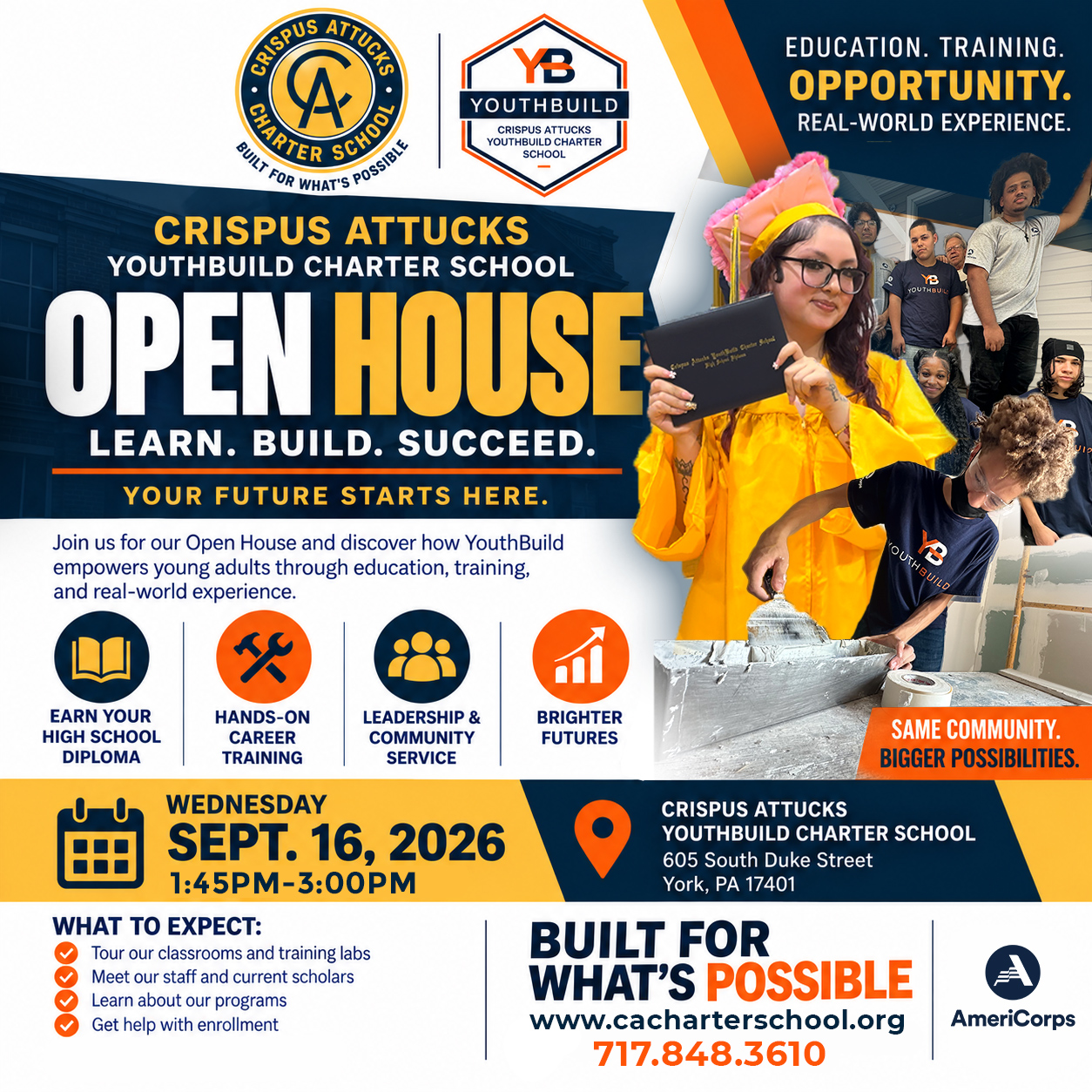 Crispus Attucks YouthBuild Charter School Open House, September 16, 2026